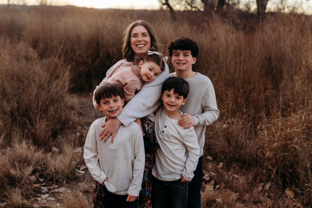 Mother and 4 kids by Brighton family photographer